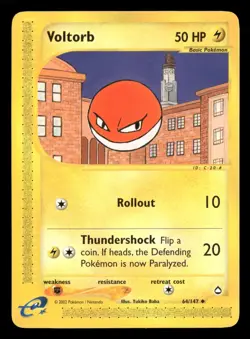 Voltorb - 64/147 - Common - Aquapolis - Pokemon Card - LP - Image 1
