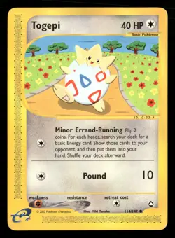 Togepi - 114/147 - Common - Aquapolis - Pokemon Card - LP - Image 1