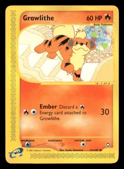 Growlithe - 51/147 - Common - Aquapolis - Pokemon Card - LP - Image 1