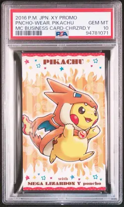 PSA 10 Poncho Pikachu Charizard Y Mega Campaign Business Card Japanese Pokemon - Image 3