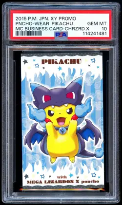 Pokemon 2015 Japanese PSA 10 Poncho Wearing Pikachu Business Card Charizard X - Image 1