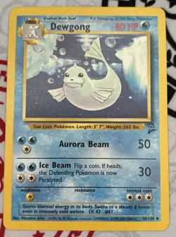 Dewgong 36/130 Vintage English Base Set 2 Pokemon Card - Image 1
