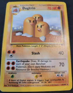 Dugtrio # 19/102 Base Set TCG Game Pokemon Trading Cards Fighting Ground MP - Image 1