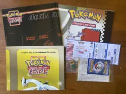 Vintage Pokemon Promotion Items Gym Badge Play Mats And Marill Promo Card - Image 1
