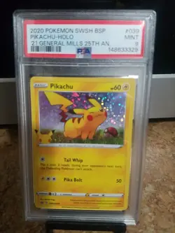2020 Pokemon Swsh Bsp Pikachu Holo 21 General Mills 25th Anniversary Psa 9 - Image 1