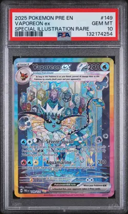 2025 POKEMON PRE EN-PRISMATIC EVOLUTIONS #149 VAPOREON EX PSA 10 - Image 1