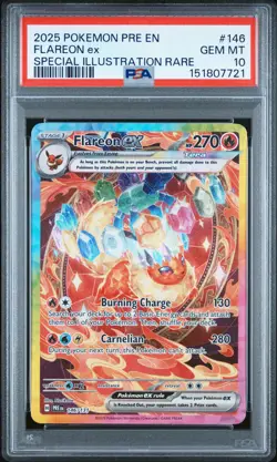 2025 POKEMON PRE EN-PRISMATIC EVOLUTIONS #146 FLAREON EX PSA 10 - Image 1