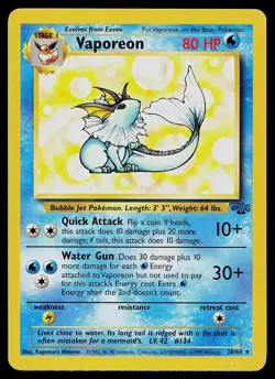 Pokemon Card - Vaporeon Jungle 28/64 Unlimited Rare - Image 1