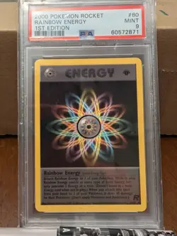 Pokemon Rocket 1st Edition RAINBOW ENERGY NON HOLO 80/82 PSA 9 - Image 1