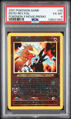 2001 POKEMON GAME MOVIE POKEMON 3 MOVIE PROMO #34 ENTEI-REVERSE FOIL PSA 6 - Image 1