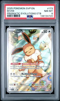 2025 POKEMON SVP EN-SV BLACK STAR PROMO #173 EEVEE PSA 8 - Image 1