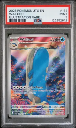 2025 POKEMON JTG EN-JOURNEY TOGETHER ILLUSTRATION RARE #162 WAILORD PSA 9 - Image 1