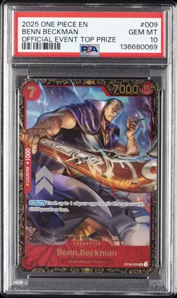 2025 ONE PIECE PROMOS OFFICIAL EVENT TOP PRIZE #009 BENN BECKMAN PSA 10 - Image 1
