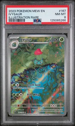 2023 POKEMON MEW EN-151 167 IVYSAUR ILLUSTRATION RARE PSA 8 - Image 1