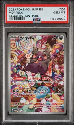 2023 POKEMON PAR EN-PARADOX RIFT 206 MORPEKO ILLUSTRATION RARE PSA 10 - Image 1
