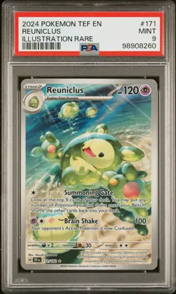 2024 POKEMON TEF EN-TEMPORAL FORCES ILLUSTRATION RARE #171 REUNICLUS PSA 9 - Image 1