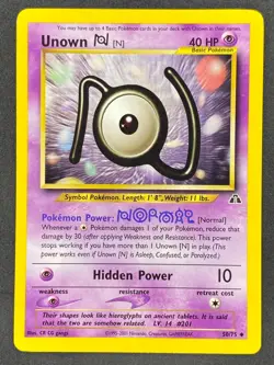 Pokemon Unown N 50/75 N2 Neo Discovery Unlimited LP/NM - Image 1