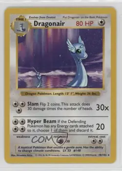 Dragonair Shadowless Pokemon Base Set #18 1999 - Image 1