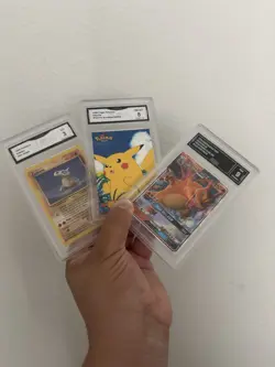 GMA Pokemon Graded Card Collection. Lot Of 3. Charizard Cubone 1999 Pikachu Tops - Image 2