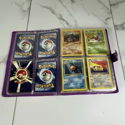 Vtg Pokemon Binder Purple Pikachu and Ash 33 Cards Base Rocket Jungle Japanese - Image 2
