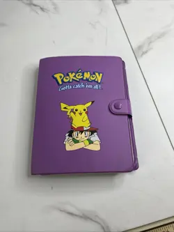 Vtg Pokemon Binder Purple Pikachu and Ash 33 Cards Base Rocket Jungle Japanese - Image 3