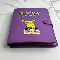 Vtg Pokemon Binder Purple Pikachu and Ash 33 Cards Base Rocket Jungle Japanese - Image 5