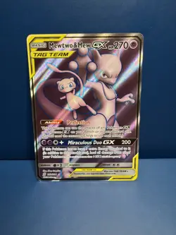 2019 Pokemon Sun & Moon Unified Minds Mew Mewtwo FA GX Tag Team - Image 1