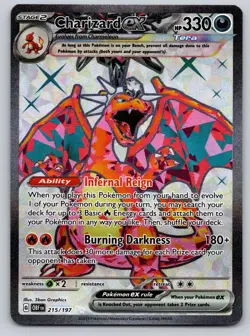 Charizard ex 215/197 Holo Ultra Rare Obsidian Flames Pokemon Near Mint - Image 1