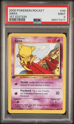 ABRA #49 1ST EDITION PSA 9 - 2000 POKEMON ROCKET WIZARDS OF THE COAST - NEW SLAB - Image 1