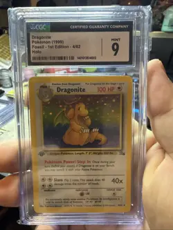 Pokemon Dragonite Fossil 1st Edition Holo Rare Cgc 9 - Image 1