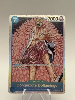 One Piece TCG Warlords ST03-009 Donquixote Doflamingo Super Pre-Release Stamp - Image 1