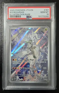 Pokemon 2025 Journey Together N's Reshiram Illustration Card 167/159 PSA 10 - Image 1