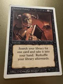 MTG Demonic Tutor Revised Rare LP Douglas Shuler Magic The Gathering - Image 1