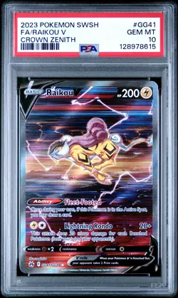 2023 POKEMON SWORD & SHIELD CROWN ZENITH #GG41 FULL ART/RAIKOU V PSA 10 - Image 1