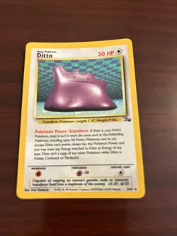 RARE HOLO - Ditto Pokemon Card - Fossil Set 3/62 - Image 1