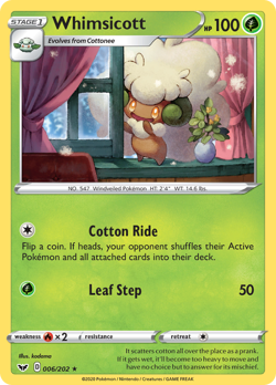 Whimsicott 006/202 Rare Sword & Shield Pokemon Near Mint - Image 1
