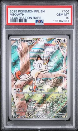 MEOWTH 2025 POKEMON PFL ILLUSTRATION RARE 106 PSA 10 - Image 1