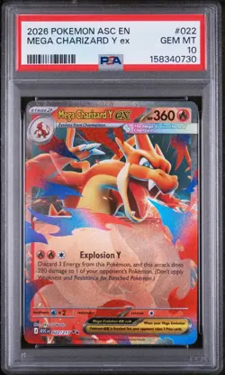 2026 Pokemon Ascended Heroes Mega Charizard Y ex 022/217 Double Rare PSA 10 - Image 1