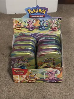 Pokemon Prismatic Evolutions 8x Official Empty Mini Tins Set Display | No Packs - Image 1
