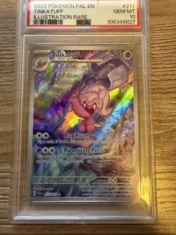2023 Pokemon Paldea Evolved Illustration Rare 217/193 Tinkatuff PSA 10 GEM MINT - Image 3