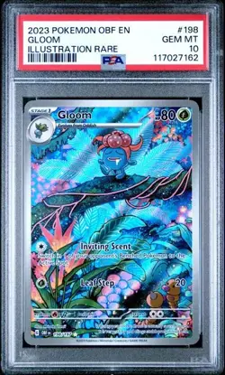 PSA 10 2023 POKEMON OBF EN-OBSIDIAN FLAMES #198 GLOOM ILLUSTRATION RARE - Image 1