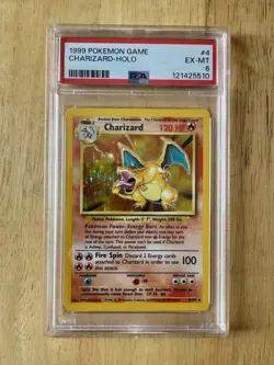1999 Pokemon Base Set Unlimited #4 Charizard Holo PSA 6 EX-MT - new cert! - Image 1