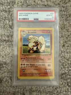 1999 POKEMON BASE SET UNLIMITED #23 ARCANINE PSA 10 - Image 1