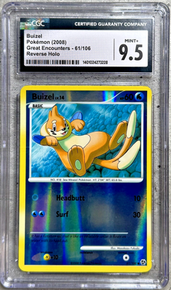 Pokemon Card Buizel Reverse Holo CGC 9.5 Mint+, Great Encounters 61/106 2008 (1) - Image 1