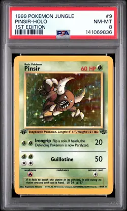 1999 POKEMON JUNGLE 1ST EDITION #9 PINSIR-HOLO PSA 8 - Image 1