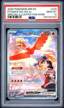 2025 Pokemon Destined Rivals Ethan's Ho-Oh Special Illustration Rare #230 PSA 10 - Image 1