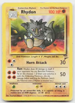 Rhydon 59/130 Uncommon Base Set 2 Pokemon Near Mint - Image 1