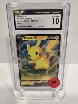 CGC Gem Mint 10 Pokemon 2021 Fusion Strike Pikachu V #86 Holo - Image 1
