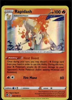 Rapidash 022/195 Holo Rare Silver Tempest Pokemon Holo Near Mint - Image 1