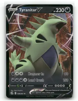 Tyranitar V 158/264 Holo V Rare Fusion Strike Pokemon Holo LP - Image 1